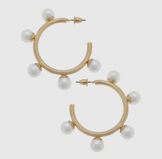 Pearl studded hoop earring