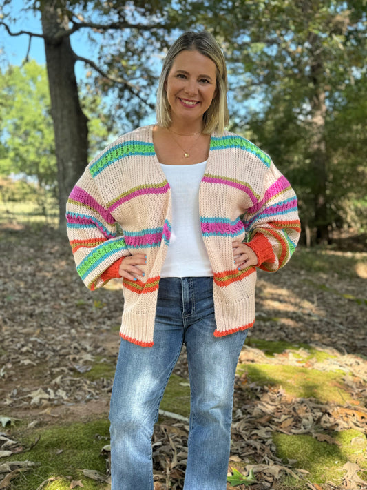 Rainbow Chunky Knit Cardigan