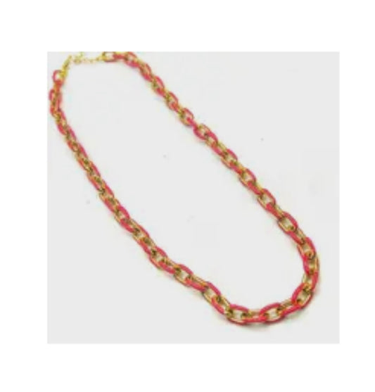 Red Gold Enamel Chain Layering necklace